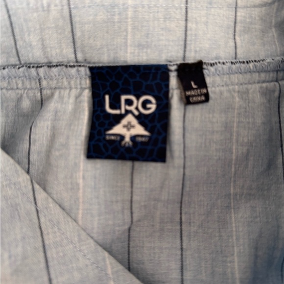 LRG Men’s Light Blue Striped Button Up Jersey- Size LARGE - Picture 2 of 7